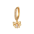 Detalle de pendiente de mariposa dorada con circonitas y gema de brillo irisado - Dorado / Mariposa de Color Mágico (EK00073)