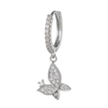 Silberne Kupfer-Ohrringe mit einem mit Zirkonia besetzten Schmetterlings-Anhänger-Charm - Silber Schmetterling Stil (EK00045)