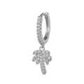 Silberner Palmbaum-Ohrring mit Zirkon-Steinen im sommerlichen tropischen Stil - Silber Kokospalme Stil (EK00049)