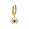 Goldene Huggie-Ohrringe mit Evil-Eye-Anhänger, klaren Zirkonia und schwarzem Stein - Gold Böser Blick Stil (EK00046)