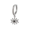 Silberne Huggie-Ohrringe mit Zirkon-Besatz und Evil-Eye-Anhänger mit schwarzem Schmuckstein - Silber Böser Blick Stil (EK00046)