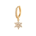 Vergoldeter Creolen-Ohrring mit filigranem Schneeflocken-Anhänger und klaren Zirkonia - Gold Schneeflocke Stil (EK00047)