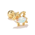 Goldener Einhorn-Ohrstecker mit schillerndem Opalstein und sicherem Schraubverschluss - Schillernder Einhorn-Stil (EGD0593)