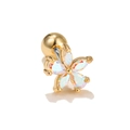 Ohrstecker aus Edelstahl in Blumenform mit schillernden Opal-Effekt Blättern und Goldfinish - Schillernder Fünf-Blütenblatt-Blumenstil (EGD0478)