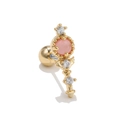 Goldener Zauberstab-Ohrstecker mit rosa Edelstein und kleinen Kristallakzenten - Rosa Zauberstab-Zepter-Stil (EGD0455 Rosa)
