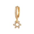 Orecchini a cerchio dorati con ciondolo a fiore in zircone e design geometrico elegante - Stile Stella Esagonale / Oro