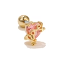 Ohrstecker mit rosa Herzkristall und goldenem Love-Detail und Kugel-Schraubverschluss - Rosa Herz-Liebesstil (EGD0460)