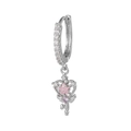 Orecchino a cerchio argento con zircone a stella rosa e ciondolo di cristallo viola - Stile Scettro Magico / Argento