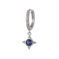 Orecchini a cerchio in argento con pendente in zaffiro blu e pietre in zirconia - Stile Bussola / Blu/Argento