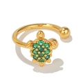 Gold plated tortoise ear cuff featuring intricate green zircon stones in a shell design - Cute Little Turtle Style(EGJ0041) / Gold