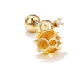 Cartoon character ear stud in gold finish with amber resin and sparkling zircon inlay - Cartoon Figure Style (EGD0312) / Rose Gold