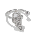 Sparkling silver wing ring with pave zircon stones on white background - Angel Wings Style(EGJ0042) / Silver