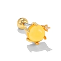 Screw back leaf cartilage stud earring with yellow zircon and gold-plated finish - Gold