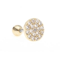 Single gold micro-pave round zircon stud earring with screw back ball closure - Gold