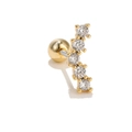 Gold plated leaf cartilage stud earring with five sparkling round cubic zirconia stones - Curved Row Diamond Style (EGD0427) / Gold