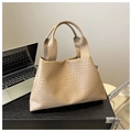 Elegante bolso tote beige con textura trenzada y gran capacidad de almacenamiento - Caqui
