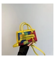 Mini borsa gialla a tracolla con motivo geometrico colorato a blocchi Tetris - Giallo