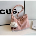 Borsa a spalla rosa chiaro in PU con tracolla a nodi e ciondolo a forma di nuvola - Rosa