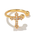Golden cross ear cuff with sparkling zircon crystals and ball ends for unpierced ears - Rhinestone Cross Style(EGJ0045) / Gold