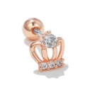 Macro shot of rose gold crown stud earring with sparkling cubic zirconia stones - Exquisite Crown Style (EGD0338) / Rose Gold