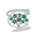 Adjustable silver tree of life ring with green cubic zirconia leaves for women - Tree of Life Style-Silver Tone (EGJ0013)