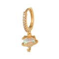 18k gold plated heart planet earring with sparkling zircon inlays and star charm - Saturn Heart Style(EK00066) / Gold