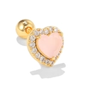 Pink heart-shaped 18K gold-plated earring with zircons and threaded screw back - Gold (EGD0434)