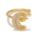 Gold star and moon ear cuff earring set with sparkling white zircon stones - Star Moon Style-Gold (EGJ0016)
