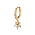 18k gold huggie hoop earring with zircon inlay and elegant clover flower pendant - French Three-Petal Flower Style(EK00062) / Gold