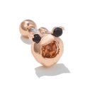 Macro detail of rose gold bear cartilage stud with amber crystal and screw ball back - Amber Stone Animal Face Rose Gold (EGD0625)