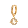 Boucles d'oreilles créoles plaquées or 18k avec pendentif planète Saturne en zircon - Style Étoile Saturne Creuse(EK00069)
