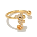 Adjustable gold seahorse wrap ring featuring sparkling cubic zirconia stones - Seahorse Style-Gold (EGJ0018)