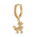 Boucles d'oreilles créoles en or 18 carats avec pendentif caniche serti de zircons - Style Caniche(EK00067)