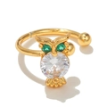 Golden owl cuff earring with green crystal eyes and clear cubic zirconia stones - Owl Style (EGJ0038) / Gold