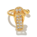 Elegant 18K gold-plated flip-flop ear cuff featuring sparkling cubic zirconia stones - Flip-flop Style (EGJ0030) / Gold
