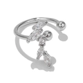 Silver leaf-shaped ear cuff featuring sparkling cubic zirconia for non-pierced ears - Leaf Style (EGJ0053) / White Gold