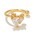 Golden butterfly ear cuff with micro-set zircon stones in 18k gold plated finish - Double Heart (EGJ0054) / Gold