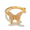 Polsino auricolare a farfalla dorata con zirconi in un elegante design placcato 18K - Stile Farfalla (EGJ0031) / Oro