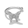 Elegante ear cuff a farfalla argento con zirconi luccicanti con montatura micro-pave - Stile Farfalla (EGJ0031) / Argento