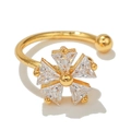 18k gold plated butterfly cuff earring with sparkling zircon flower for non-pierced ears - Five-Petal Flower (EGJ0055) / Gold