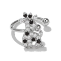 Anello giraffa regolabile in argento con pavé di zirconi bianchi e neri scintillanti - Stile Giraffa (EGJ0032) / Argento