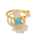 Ear cuff placcato oro 18K con perla turchese e accenti di stelle e luna in cristallo - Stile Stella Luna (EGJ0035) / Oro