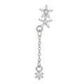 Detail der silbernen Schneeflocken-Ohrringe mit Kette und funkelndem Zirkonia - Blumenquasten Stil (EGD0714) / Silber