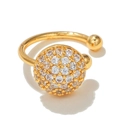 Ear cuff regolabile in oro 18K con una mezza sfera scintillante in pavé di zirconi - Stile Sfera Pavé (EGJ0036) / Oro