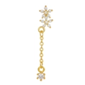 Elegante 18k goldene Blumenohrringe mit Zirkonia-Blütenblättern und filigraner Kette - Blumenquasten Stil (EGD0714) / Gold
