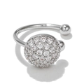 Polsino per orecchie in argento regolabile con zirconi tondi e piccole sfere - Stile Sfera Pavé (EGJ0036) / Argento