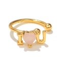 Anello aperto dorato I Love U con pietra a cuore rosa e punte con sfere metalliche - Confessione Lettera a Cuore (EGJ0037) / Oro