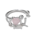 Polsino auricolare in argento con zircone a cuore rosa e incisione I Love U su bianco - Confessione Lettera a Cuore (EGJ0037) / Argento