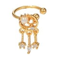 Ear cuff placcato oro 18K, design dreamcatcher con perla d'opale e nappe di zircone - Nappina Acchiappasogni (EGJ0039) / Oro