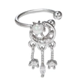Polsino per orecchio in argento con luna crescente, opale e nappe di zirconi - Nappina Acchiappasogni (EGJ0039) / Argento